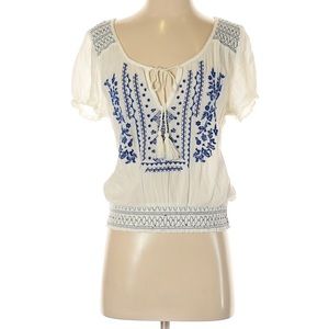 EUC American Eagle embroidered peasant top size XS